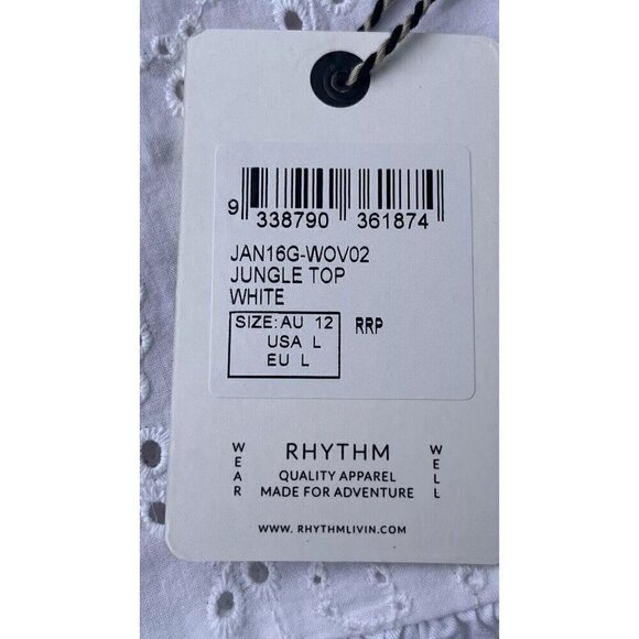 Rhythm Women's White Cotton Jungle Floral Eyelet Sleeveless Tank Top - Picture 7 of 16